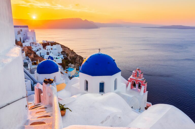 Stock Photo Of Greece With Traditional Buildings And Ocean