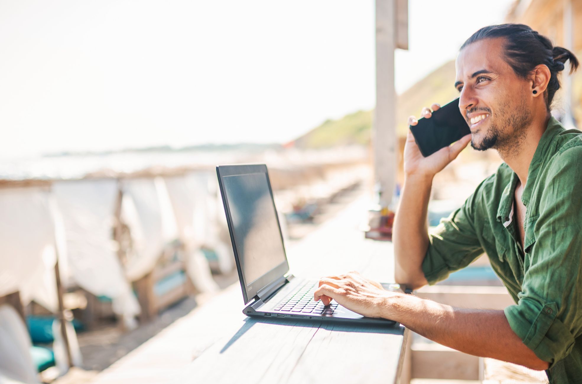 Stock Photo Digital Nomad Working Outdoors