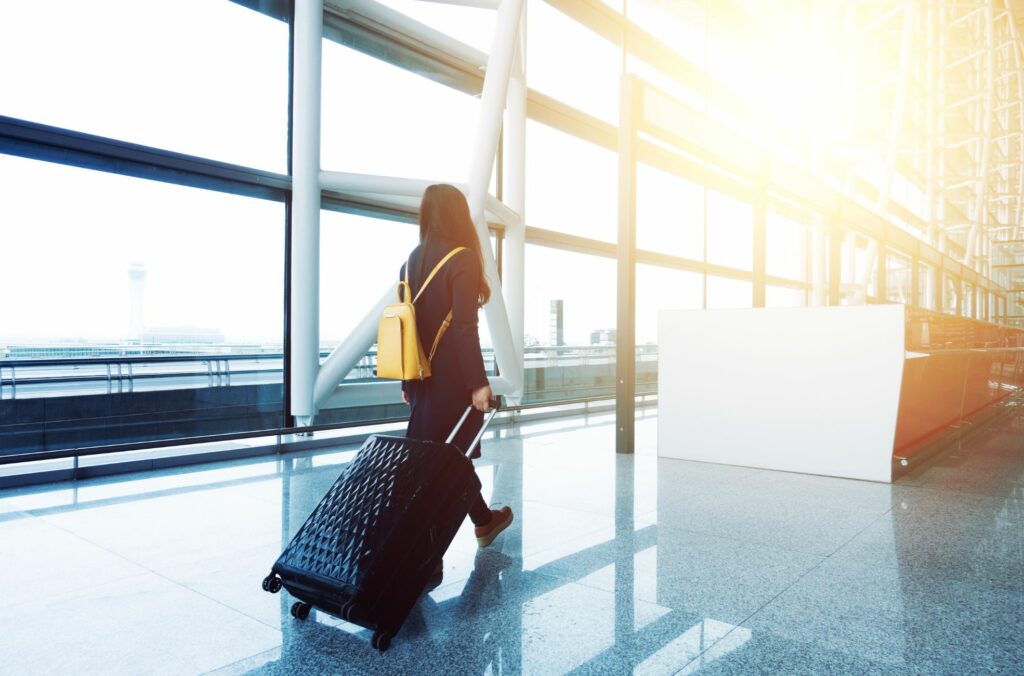 Stock Photo Woman Travveling Countries Visa -Free With Suitcase