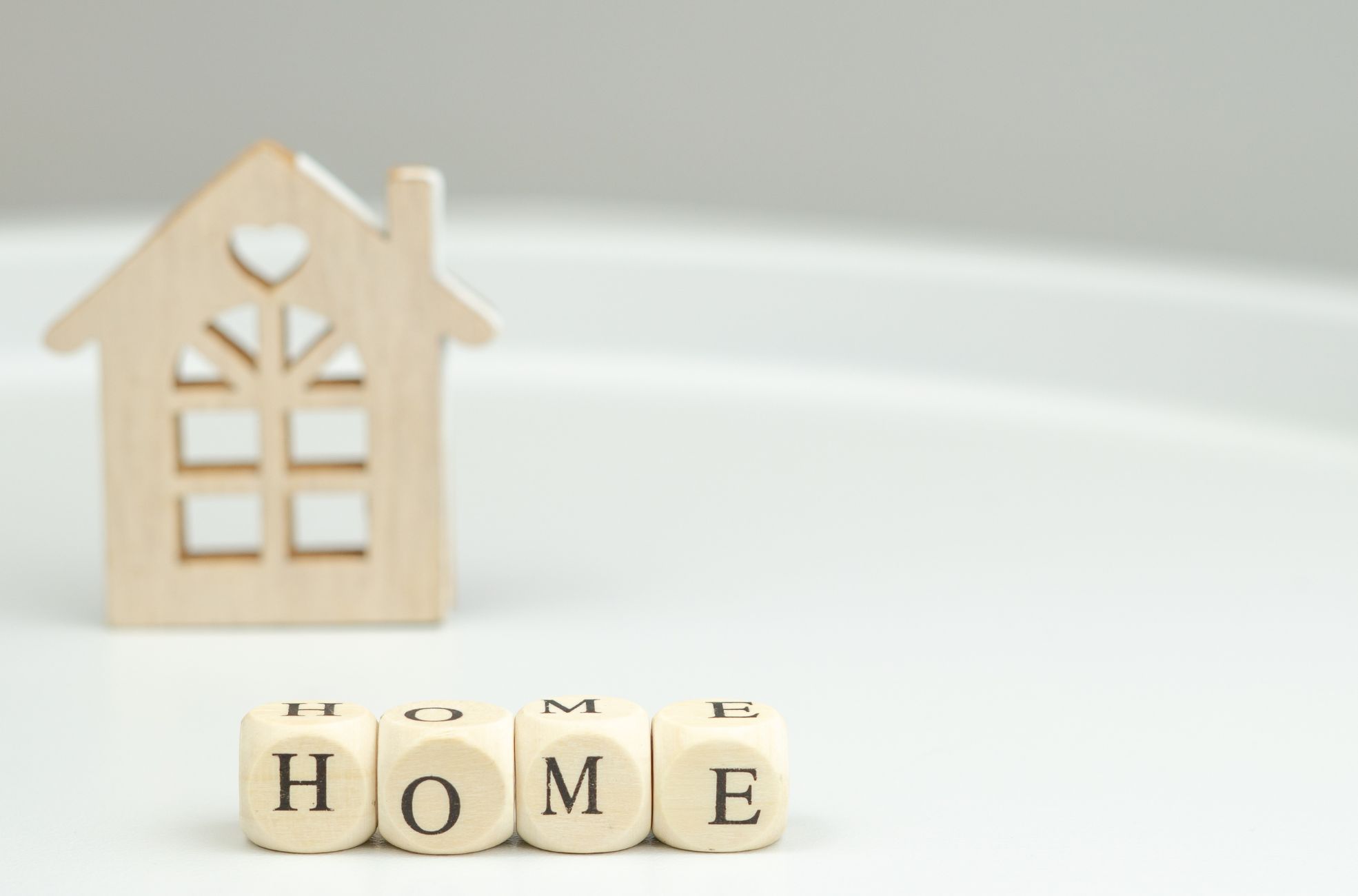 Stock Photo Showing Domicile By Blocks Saying Home And A House