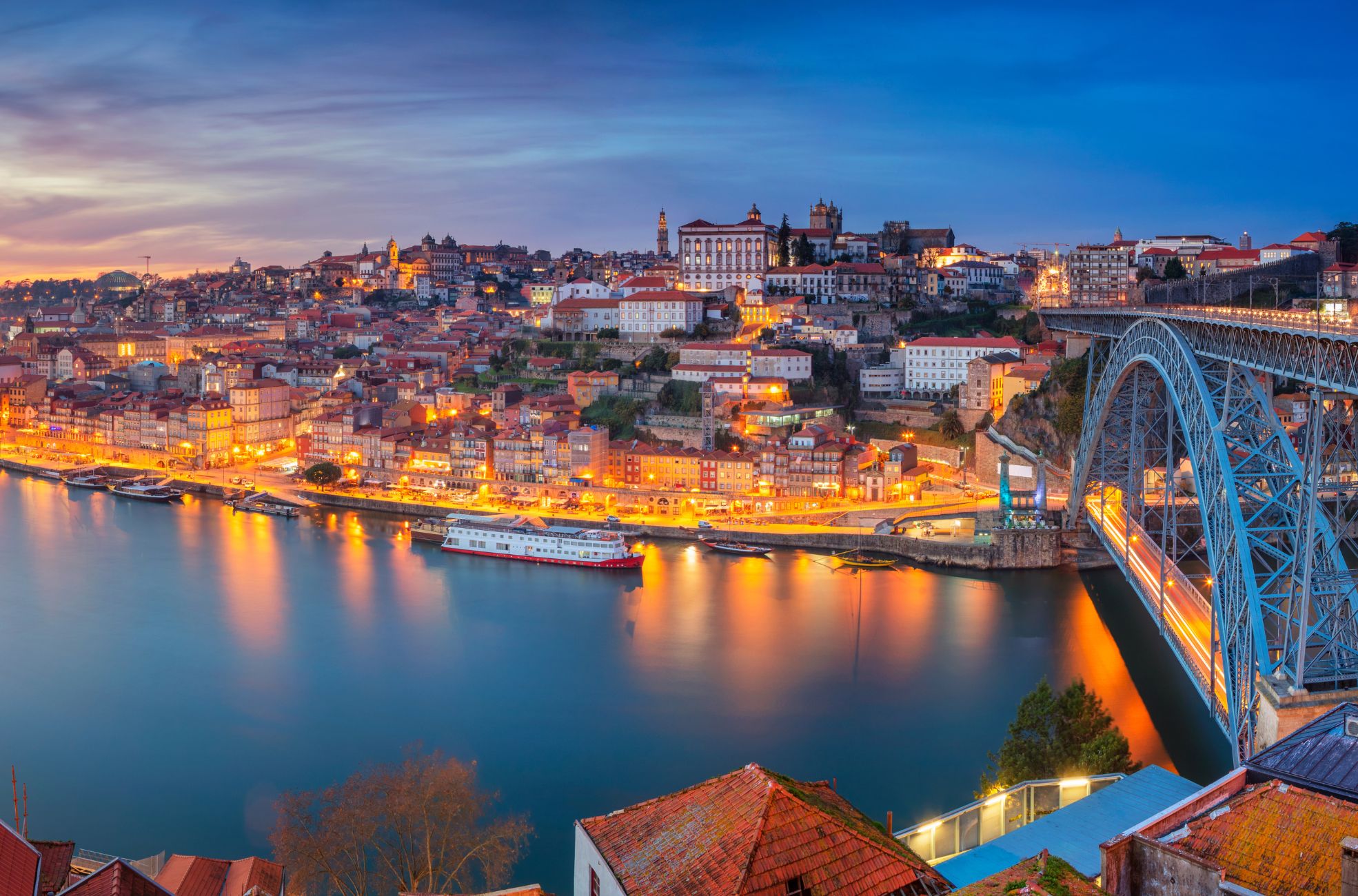Night Photo In Portugal With Waterfront