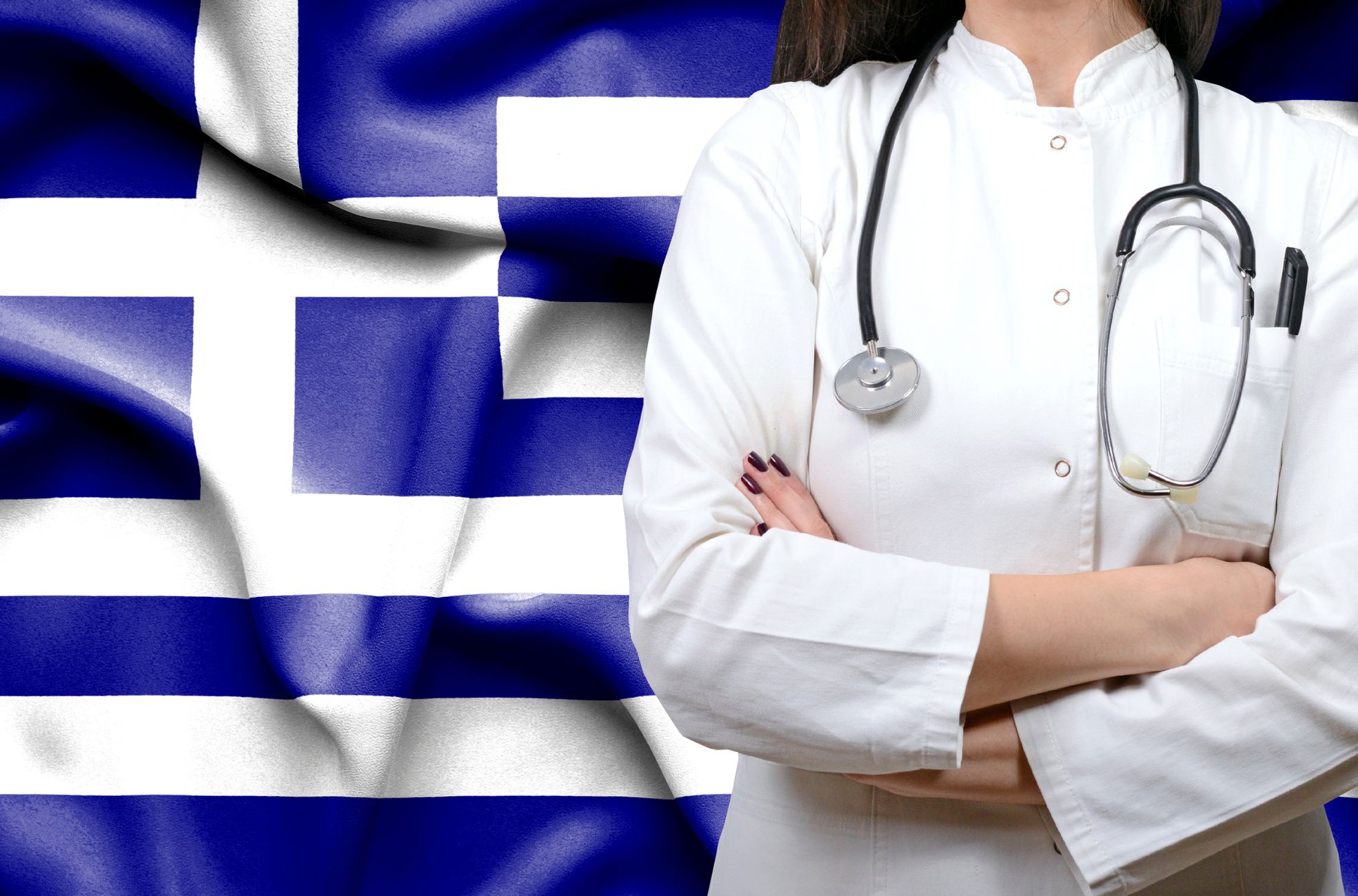 Flag Of Greece With Healthcare Professional