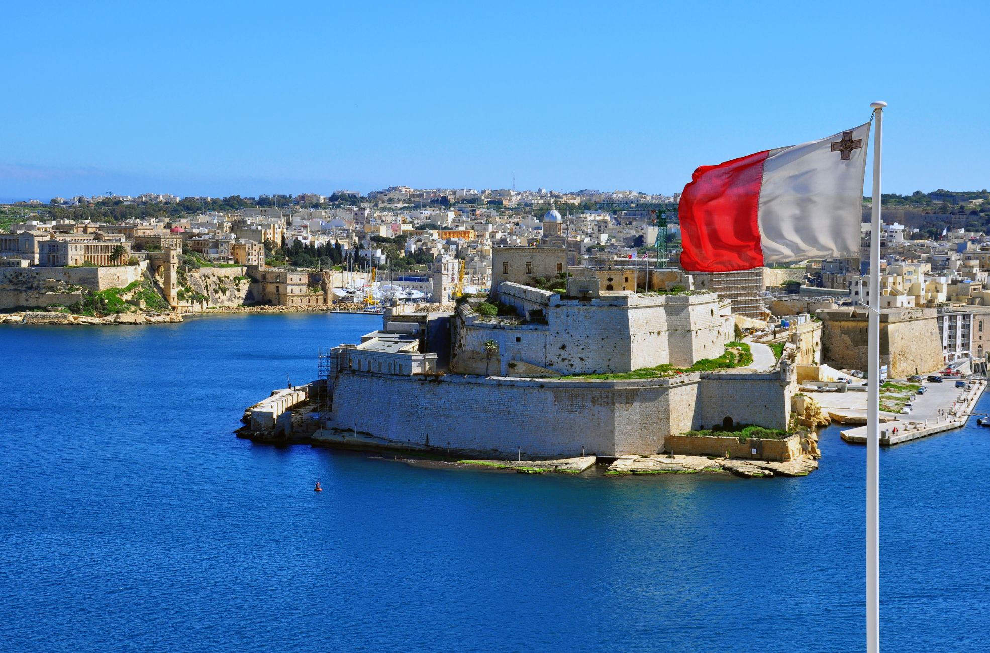 Malta Landscape And Maltese Flag