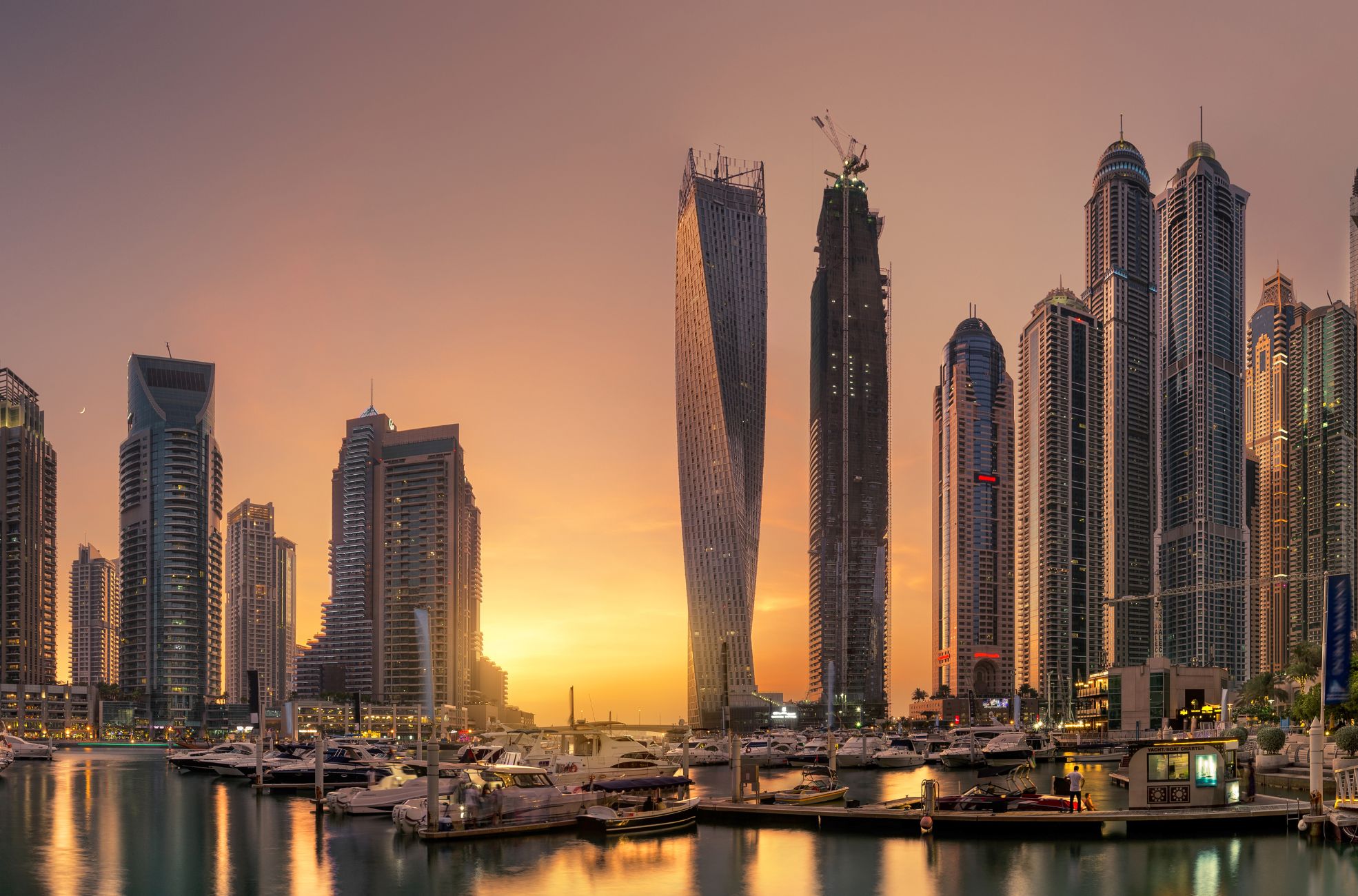 UAE Cityscape In Golden Sunlight