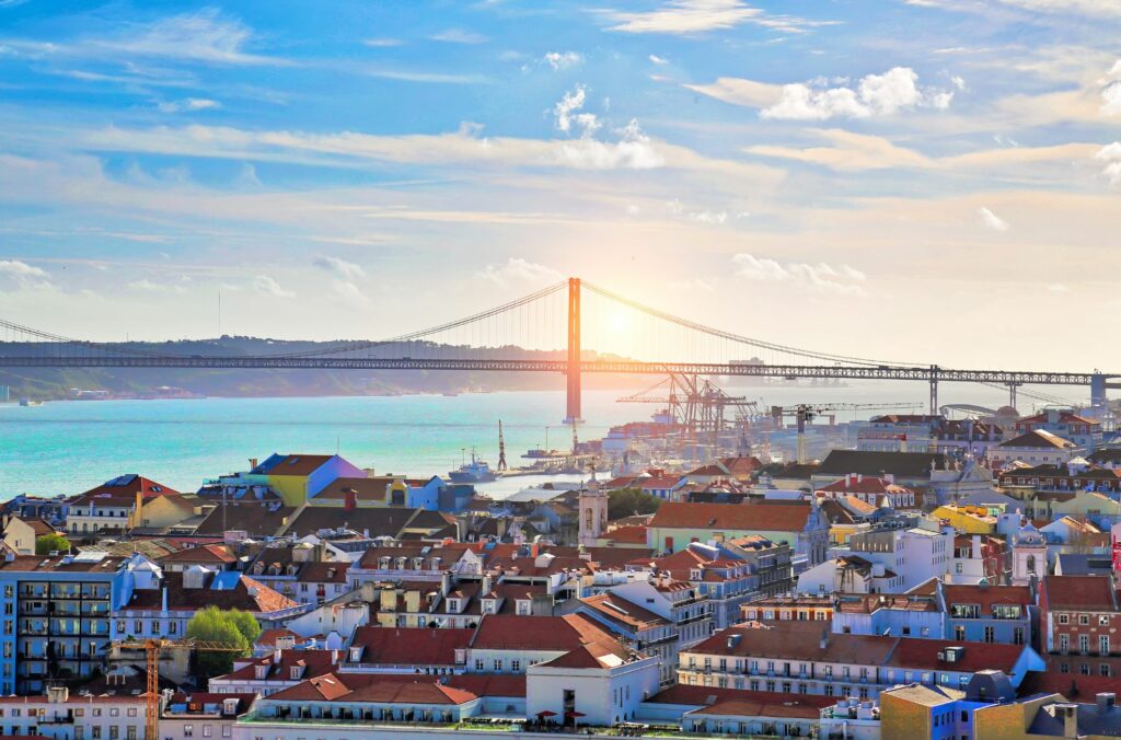 Lisbon, Capital City Of Portugal, Buildings And Bridge