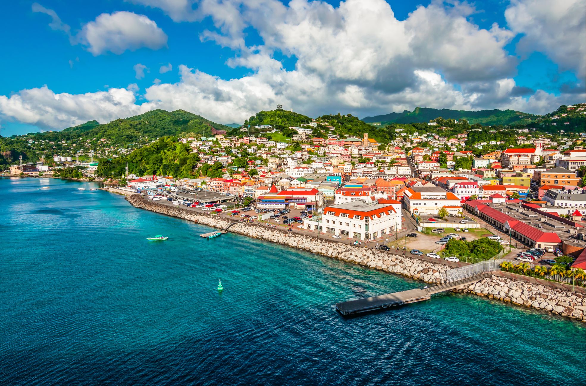 An aerial view of Grenada.