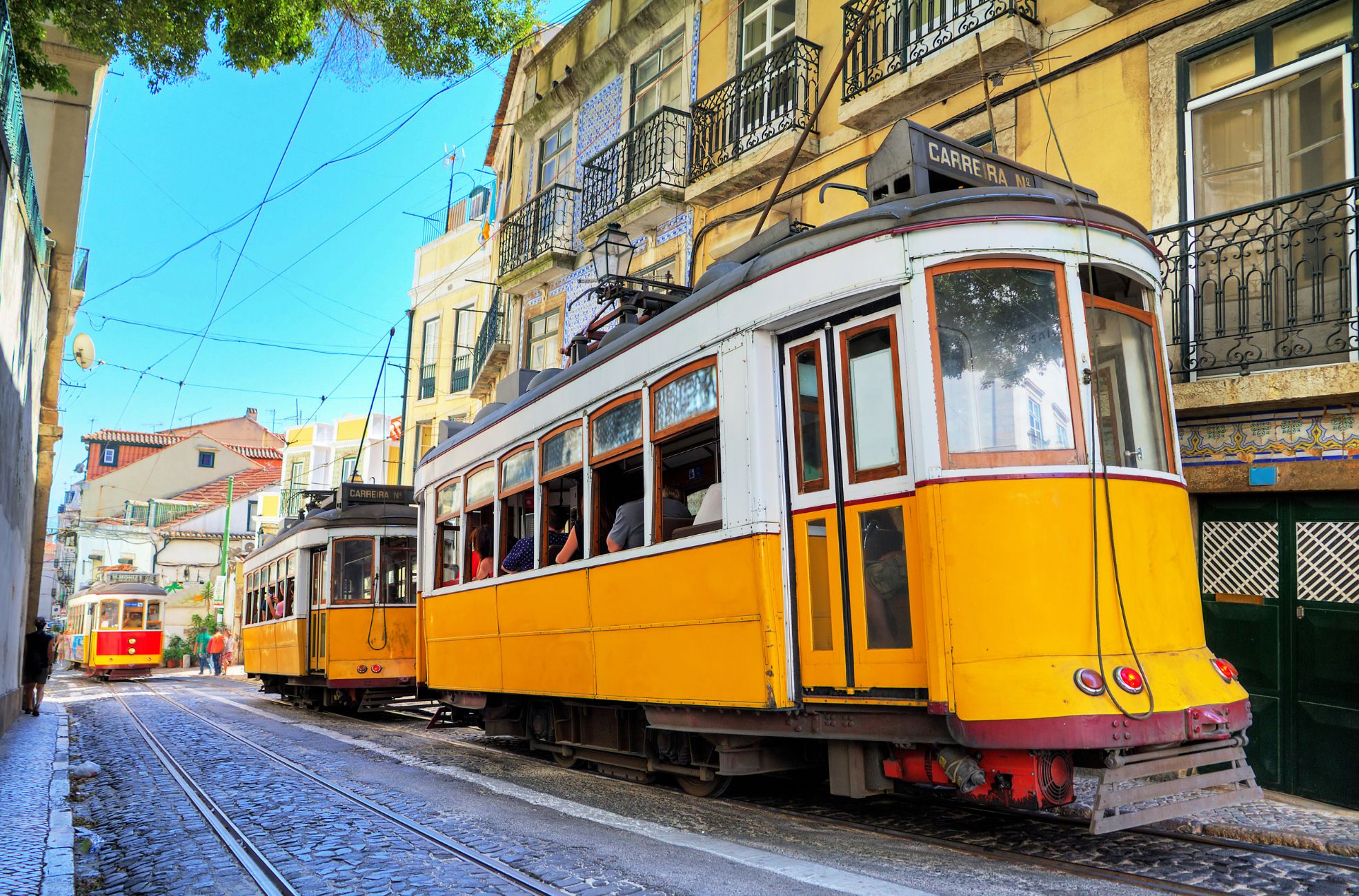 Yellow Tram In Lisbon, Portugal
