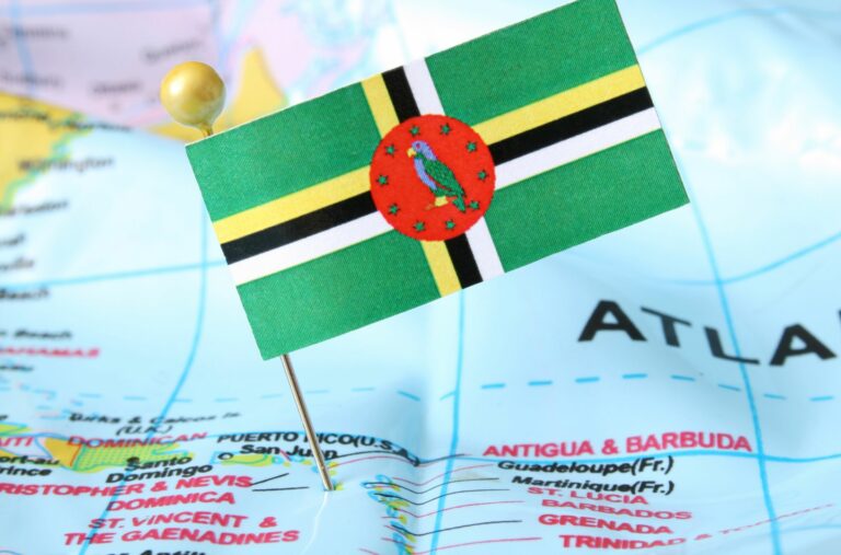 Flag Of Dominica On Map