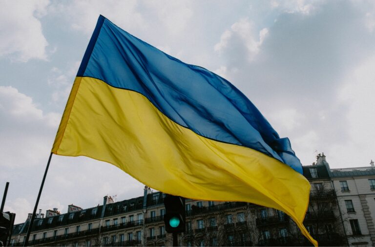 Ukrainian Flag Buildings And Sky