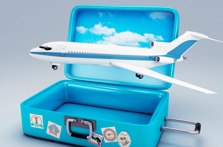 Suitcase With Plane Flying
