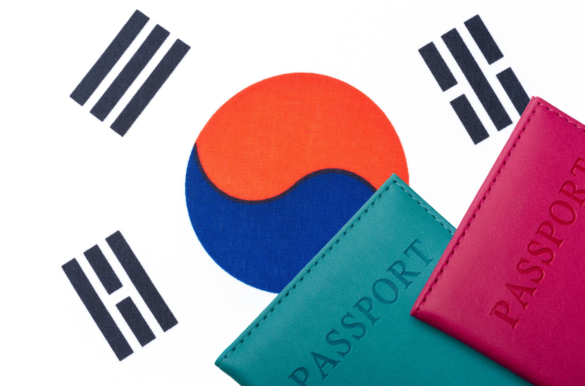 South Korean Flag And Two Passports